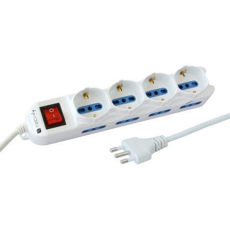 TECHLY Multipresa 8 italiane / 4 schuko con interruttore (1/4)