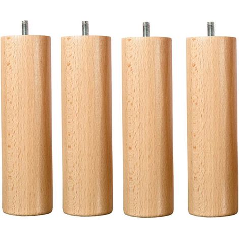 Les Tendances – Lot de 4 pieds de lit en hêtre massif 15 cm – Certifié PEFC – Montage facile avec vis intégrée – Fabrication française