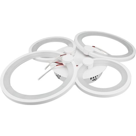 Plafonnier LED moderne à 4 anneaux, 3 couleurs, intensité variable, en acrylique, 38 W, lustre moderne pour salon, chambre, cuisine, blanc, 3 couleurs. (1/5)