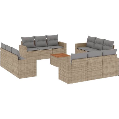 Maison Exclusive - Set Divano da Giardino 13 pz con Cuscini Beige in Polyrattan (1/3)