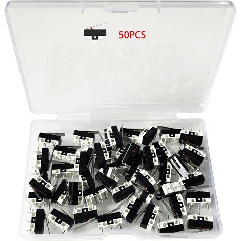 50PCS Micro Switch, Microrupteur Fin de Course, Micro Interrupteurs avec Levier à Longue Charnière AC 1 A 125 V 3 Broches Limite SPDT pour Arduino (1/5)