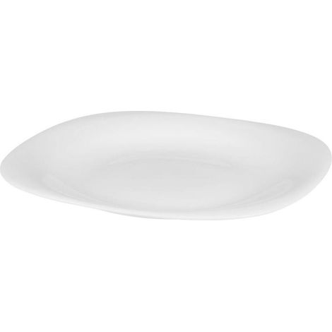 Assiette à dessert carrée peu profonde, blanche, 20 cm