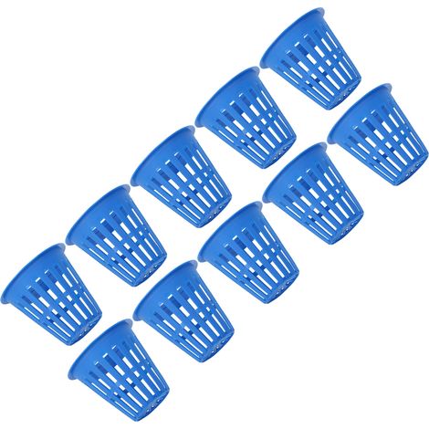 Lot de 10 paniers hydroponiques, jardinières en plastique à mailles pour balcon et jardin, bleus (1/5)