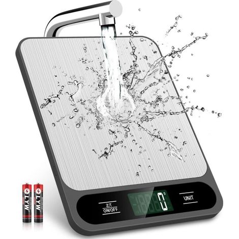 Balance de cuisine numérique 10 kg/22 lb, poids en grammes et onces, pour la cuisson du café, 6 unités avec fonction tare, écran LCD, acier inoxydable facile à nettoyer (1/4)