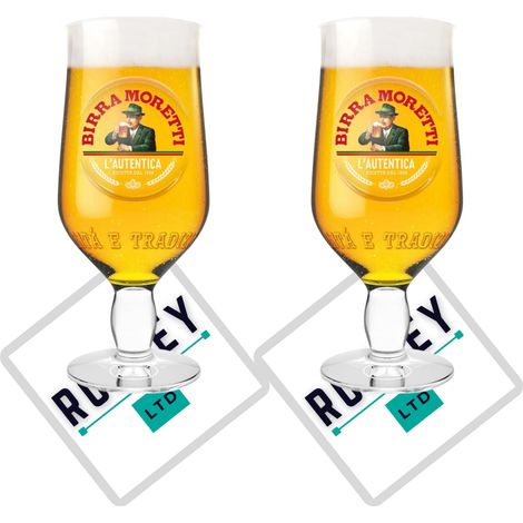 Moretti - Lot de 2 demi-pintes + 2 sous-verres - Roxley