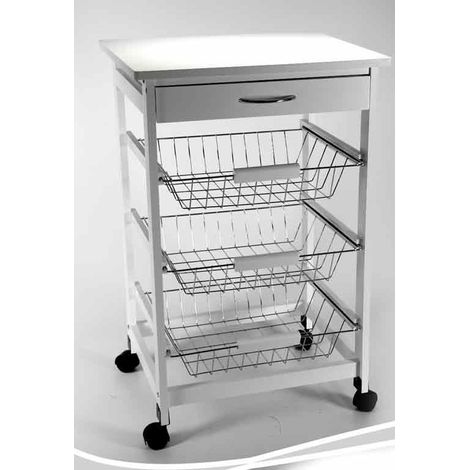 CARRELLO DA CUCINA 47 X 37 X H 76 CM COLORE BIANCO (1/2)