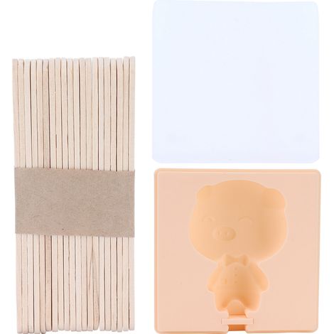 Moule à Glace Silicone pour Enfants - Fabriquez des Esquimaux Maison avec Bâtonnets - Forme Amusante Orange Cochon (1/5)