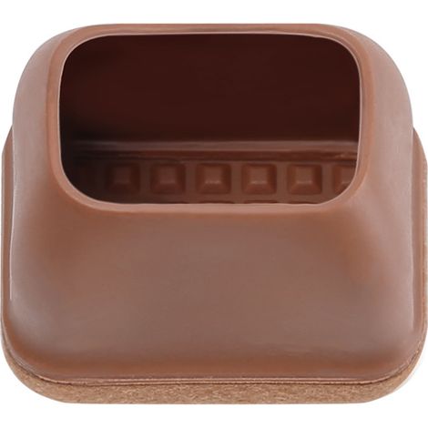 Lot de 8 protections de sol carrées pour pieds de chaises et de tables — Patins en silicone avec feutre pour meubles et pieds de table — Protègent les sols des rayures — Marron (1/4)