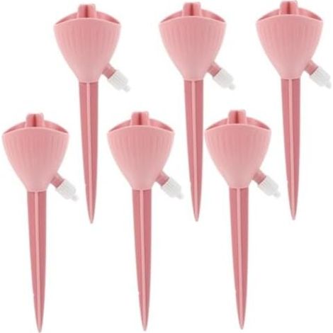 17.7x5.9cm 6Pcs Flower Watering Artifact Globe Plant Watering Spikes Watering Stakes Self Watering Planter Insert Plant Waterer Pink (1/5)
