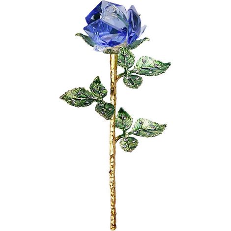 Grande sculpture florale en métal et strass décoration de bureau - Bleu (1/5)