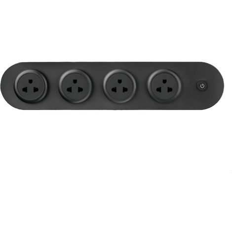 Prise de courant avec port USB-C, prise murale multi-normes robuste de 4000 W avec protection contre les surtensions, noire. (1/5)