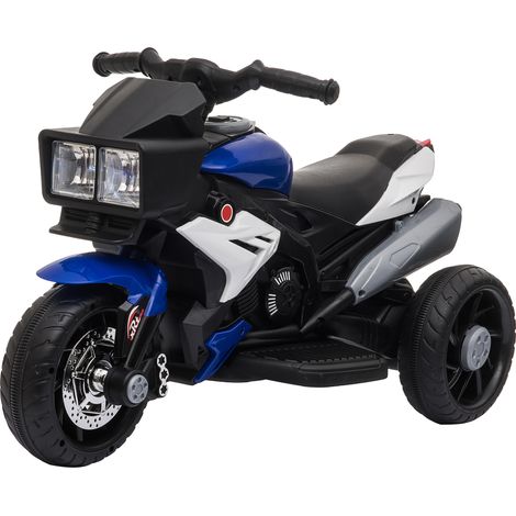 HOMCOM Moto Elettrica per Bambini 3-5 Anni Luci Suoni 3 Ruote Batteria 6V Blu