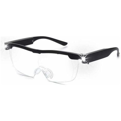 Loupe à 160 % fonctionnant sur piles avec lumière LED - Loupe puissante - Lunettes mains libres pour le travail de près, l'artisanat, la bijouterie, la lecture et la relaxation (1/4)