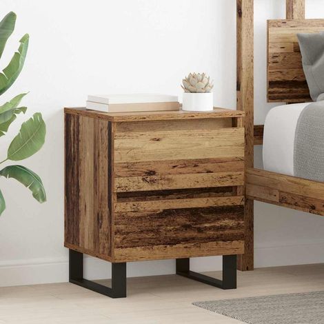 Armario de Noche con cajón 2 pcs Madera vieja 40 x 35 x 50 cm