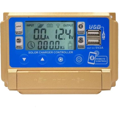 Contrôleur Solaire, Contrôleur de charge solaire MPPT 30 A, régulateur batterie avec écran LCD, double USB, communication par application (1/5)