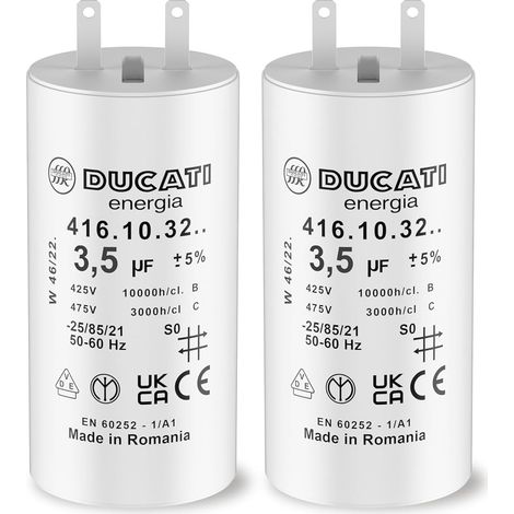 Lot de 2 Condensateurs 3,5 uF pour Volet Roulant SOMFY, SIMU, NICE - Réparation Condensateur de Moteur Haute Qualité 10Nm - Condensateur Cosses Faston 2,8mm pour Moteur de Volet et Store - VOLET TECH (1/5)