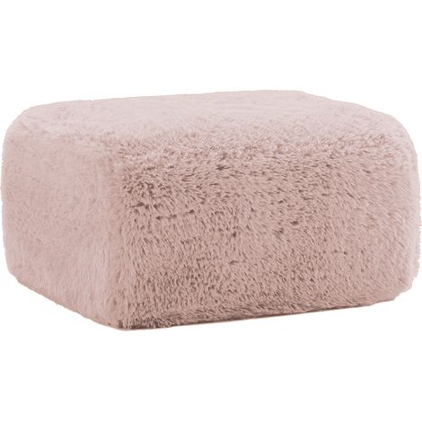 Pouf Aviana en peluche rose (1/5)
