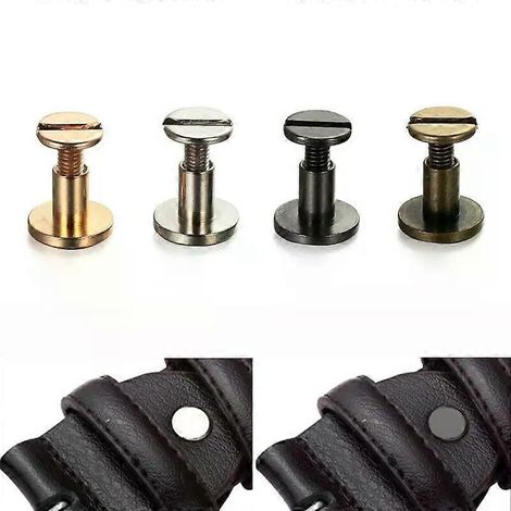 10er-Set Gepäckriemen-Nieten aus Leder und Metall, massive Schrauben, Nägel und Nägel mit doppelt gebogenem Kopf, auch als Buchschrauben geeignet (1/4)