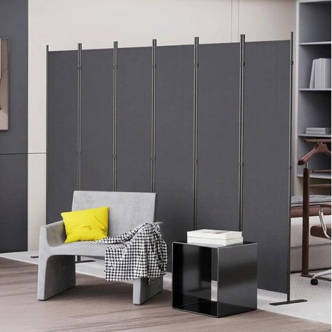 Paravent séparateur de pièce 6 volets gris foncé OKMYHOME (1/5)