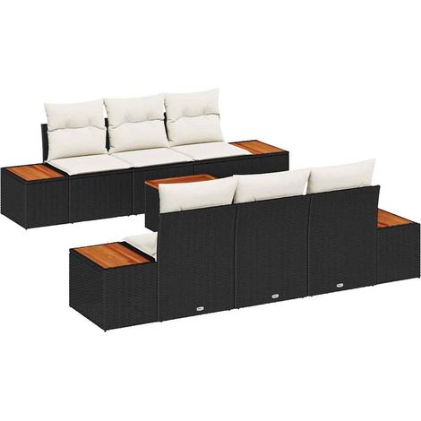 Garden Sofa Set with Cushion 7 pcs Black Poly rattan vidaXL (1/5)