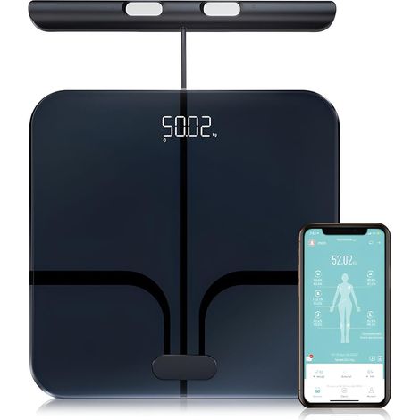 Balance d'analyse corporelle intelligente -Balance IMC numérique de précision à 8 électrodes avec 20+métriques, affichage couleur Bluetooth pour muscle/graisse/eau (FI2211WB-Noir) (1/5)