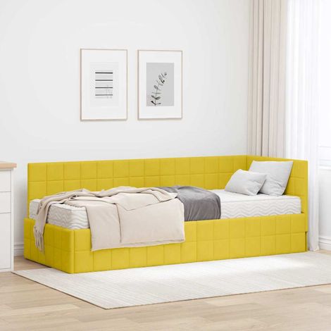 vidaXL Cadre de lit d'angle avec matelas 2 pc Jaune 80 x 200 cm (1/5)