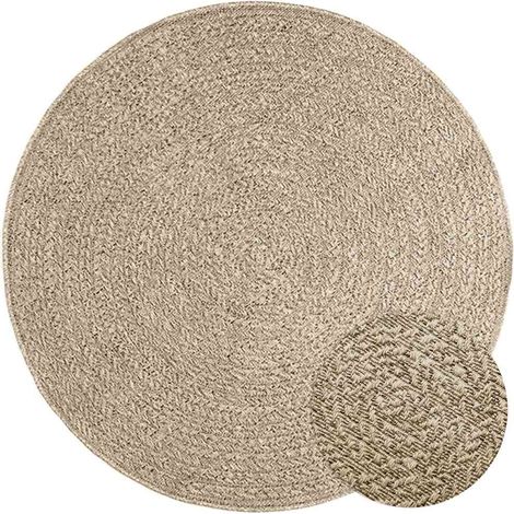 vidaXL Teppich ZIZUR Beige Ø 120 cm Jute-Optik Indoor und Outdoor