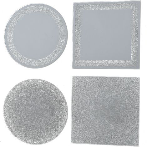 SOTTOPIATTO A SPECCHIO GLITTER ARGENTO ASSORTITO