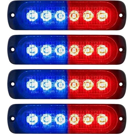 Feux d'avertissement stroboscopiques à LED, 4pcs6 lumières (1/5)