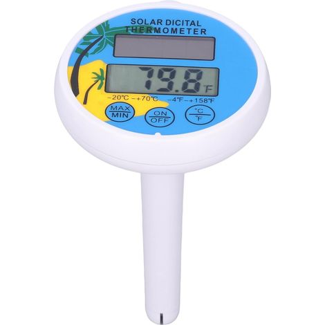 Thermomètre de piscine flottant à énergie solaire avec grand écran LCD facile à lire, thermomètre numérique étanche avec cordon pour piscine, jacuzzi et spa (1/5)