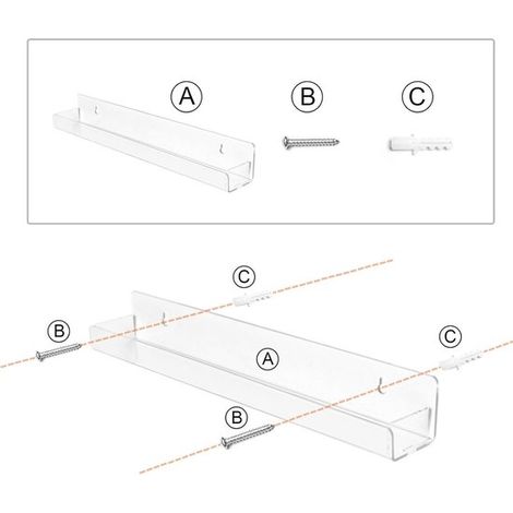 Barniz acrílico transparente con soporte de trinquete. Estantes organizadores de almacenamiento para murales. Paquete de 6 estantes colgantes flo (1/2)