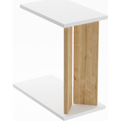 Table d'appoint en bois "Lun" - 25 x 50 x 48 cm - Beige