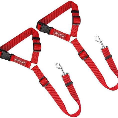 Lot de 2 cordes de remorquage pour voiture pour animaux de compagnie avec sangles de sécurité réglables