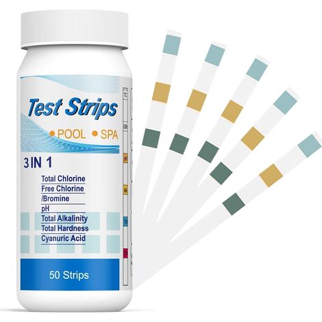 50 Bandelette Piscine,Bandelettes Test,3 en 1 Pour Piscine - Chlore et pH - Bandelettes de Test 3 en 1 Pour Spa,Testeur Chimique Précis,pH et Chlore Résiduel CI - Papier Test de Dureté L'Eau (1/5)