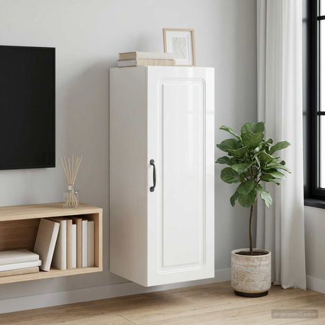 vidaXL Mobiletto a muro Bianco Lucido 33 x 34,5 x 90 cm (1/5)