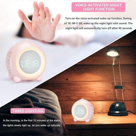 Réveil numérique, réveil de chevet LED, double réveil avec fonction veilleuse (1/4)