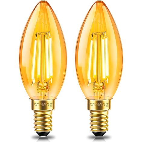 Ampoule E14 LED Filament Bougie 4W 40W Lampe Verre Ambré Blanc Chaud 2200K C35 Bougie Filament 400LM AC 220V Non-Dimmable Décorative Restaurant Café Bar (1/5)