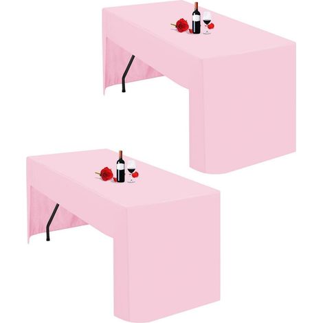 Nappe pour table pliante, lot de 2, Rose, Polyester, dos ouvert, lavable