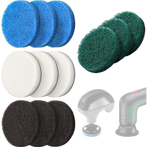 Set of 12 brushes for Brush 6033. High-performance microfiber pads, easy to change for bathroom, kitchen, garden.