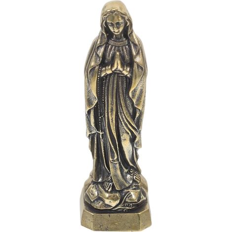 Vintage Laiton Statue Vierge Marie Décoration Maison Bureau Ornement Religieux Mini Sculpture Catholicisme (1/5)