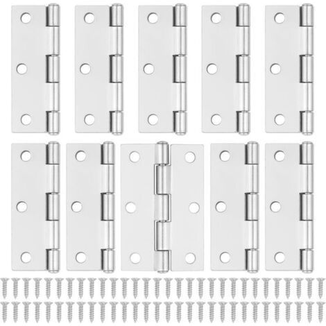 10 Silver Door Hinges - 75mm Cabinet Door Hinges (3\\ (1/5)