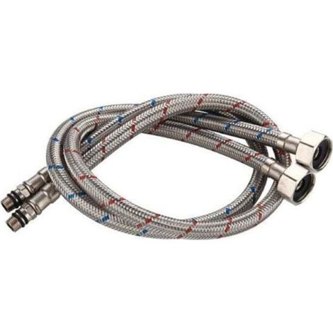 Tuyaux Raccordement Flexible - Acier Inoxydable 304 - Pression Maximale 10 Bars - Pour Robinets Cuisine et Salle de Bain - G3/8 x M10 - 60 cm - Lot de 2 (1/4)