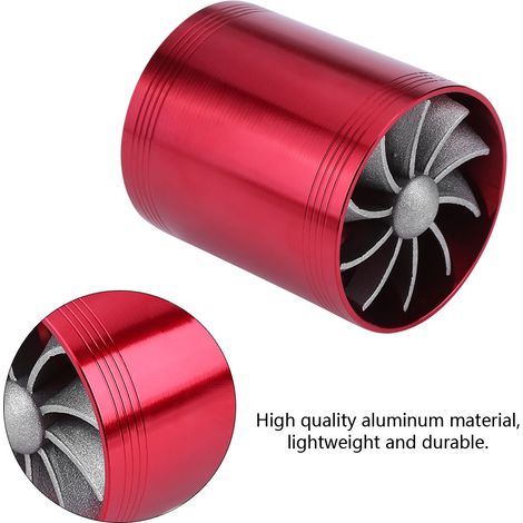 Turbonator à double ventilateur, compresseur d'admission d'air en aluminium pour voiture, économiseur de carburant, turbo rouge (1/5)
