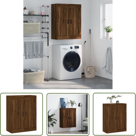 The Living Store Armoire murale chêne marron 69,5x34x90 cm bois d'ingénierie - Armoire Murale - Meuble De Rangement - Armoire Suspendu - Buffet - Étagère Murale (1/5)