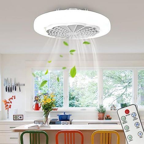 Ventilateur de plafond avec télécommande lumineuse, 25 cm (10 pouces), 3 couleurs, 3 vitesses, base pivotante (1/5)
