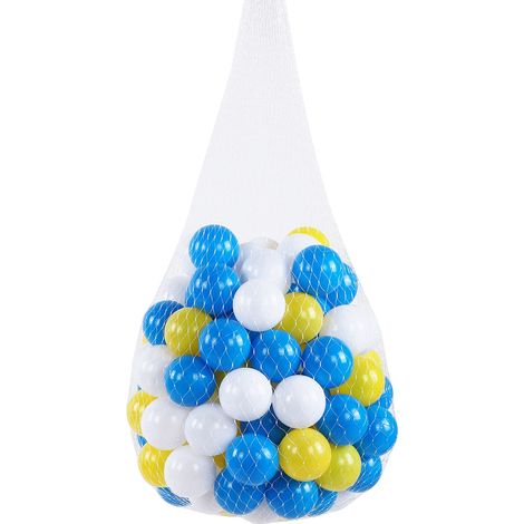 100 billes de plastique souple réutilisables, blanches, bleues et jaunes, pour piscine à balles océan, jouets pour enfants (1/5)