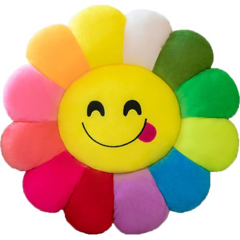Buntes Sonnenblumenkissen, florales Cartoon-Muster, Stoffkissen für Bürosofas – Typ 1