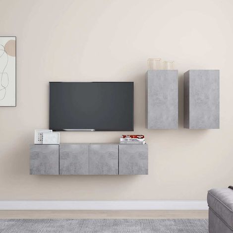 vidaXL 4 Piece TV Cabinet Set Concrete Grey Engineered Wood (1/5)