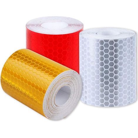 Reflective Tape 3PCS Wanxida Ruban Réfléchissant Ruban Adhésif de Réflecteur Sécurité Avertissement Visibilité Nuit avec Flèche Nid D'abeille 5cm x 3m (1/5)