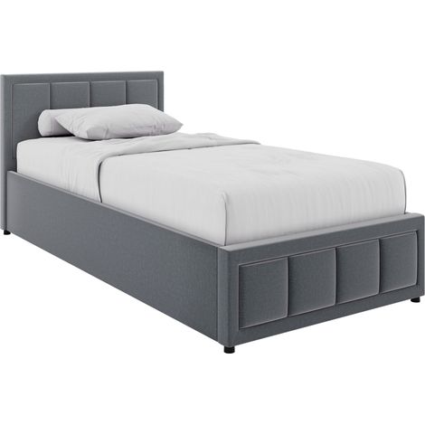 Vanita Single Ottoman Fabric Bed, Light Grey & Gel Memory Foam Bonnell Spring Mattress, Single (1/5)